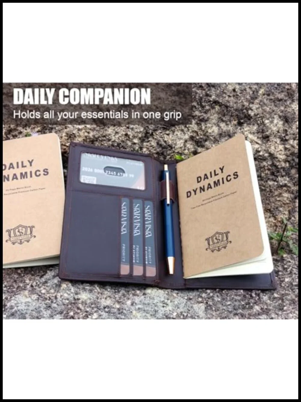Leather Journal Cover Wallet Passport Holder RFID Blocking Pen & Notebooks